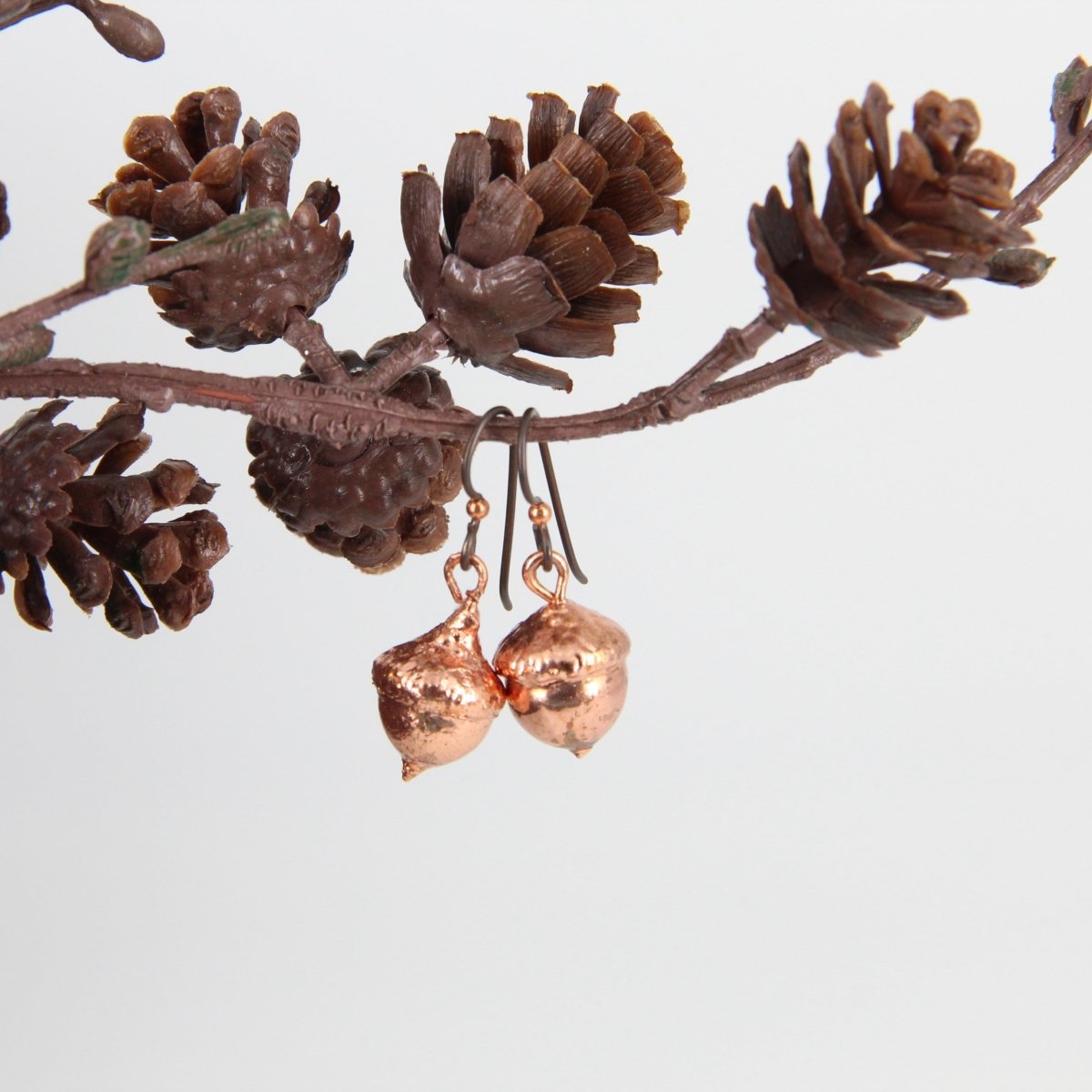 Copper Electroformed Plant Earrings - Real Copper Plated Acorns