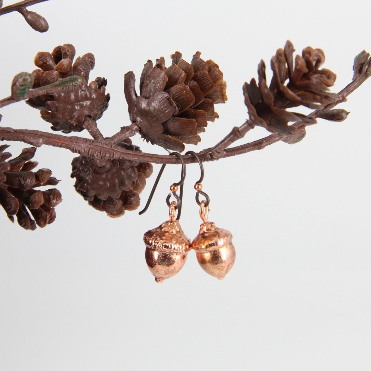 Copper Electroformed Plant Earrings - Real Copper Plated Acorns