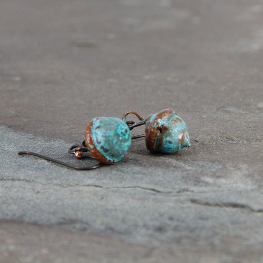 Copper Electroformed Plant Earrings - Real Copper Plated Acorns