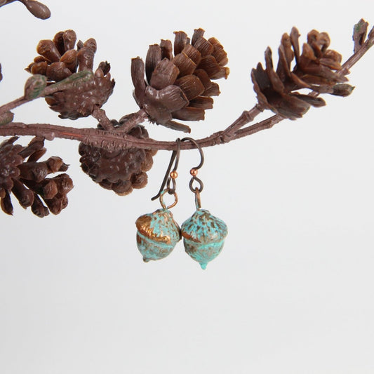 Copper Electroformed Plant Earrings - Real Copper Plated Acorns