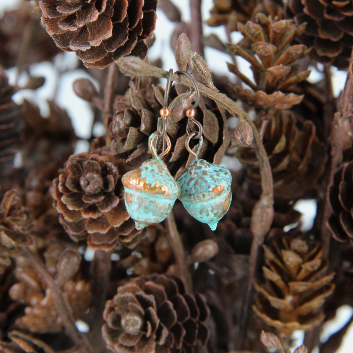 Copper Electroformed Plant Earrings - Real Copper Plated Acorns