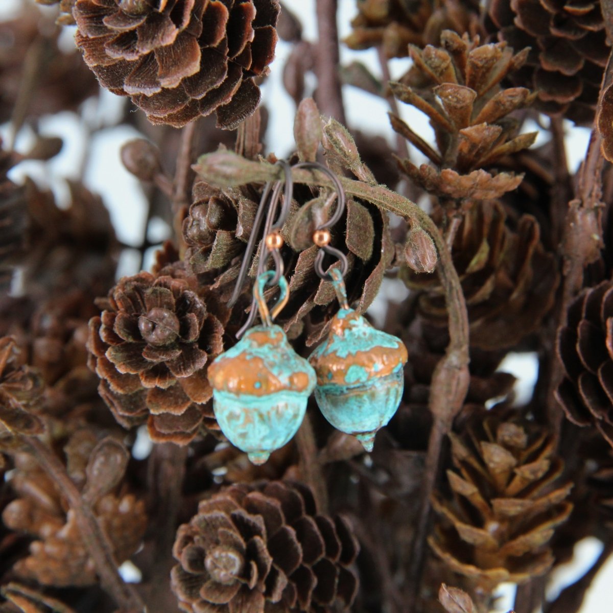 Copper Electroformed Plant Earrings - Real Copper Plated Acorns