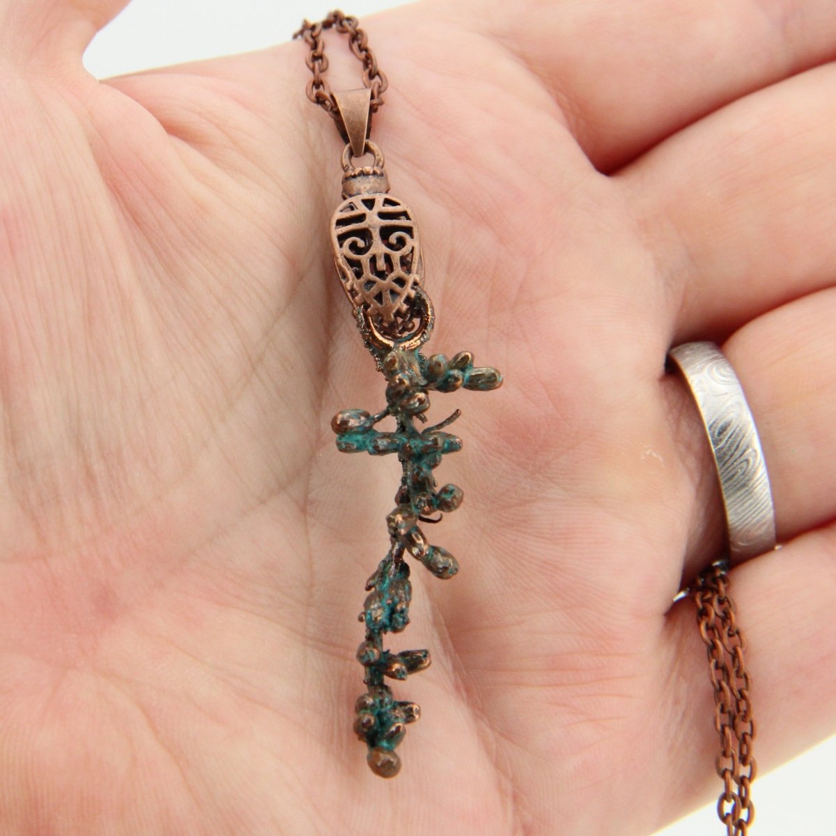Copper Electroformed Plant Pendant - Real Goldenrod Sprig