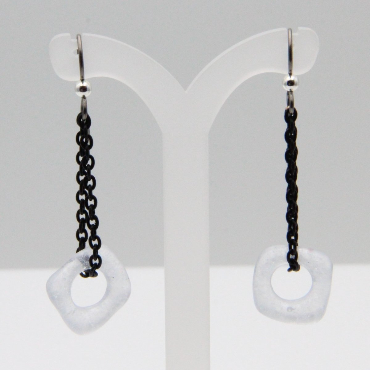 Dangle Earrings, Upcycled Glass on a Chain