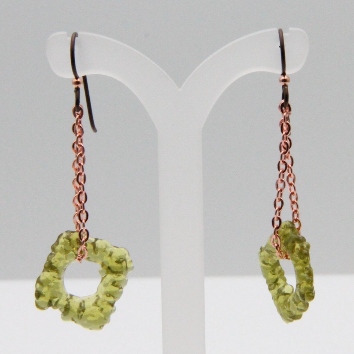 Dangle Earrings, Upcycled Glass on a Chain