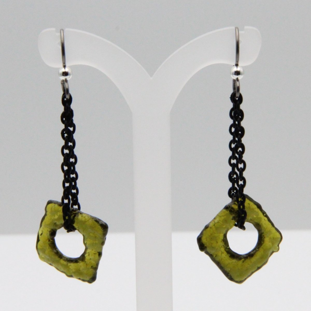 Dangle Earrings, Upcycled Glass on a Chain