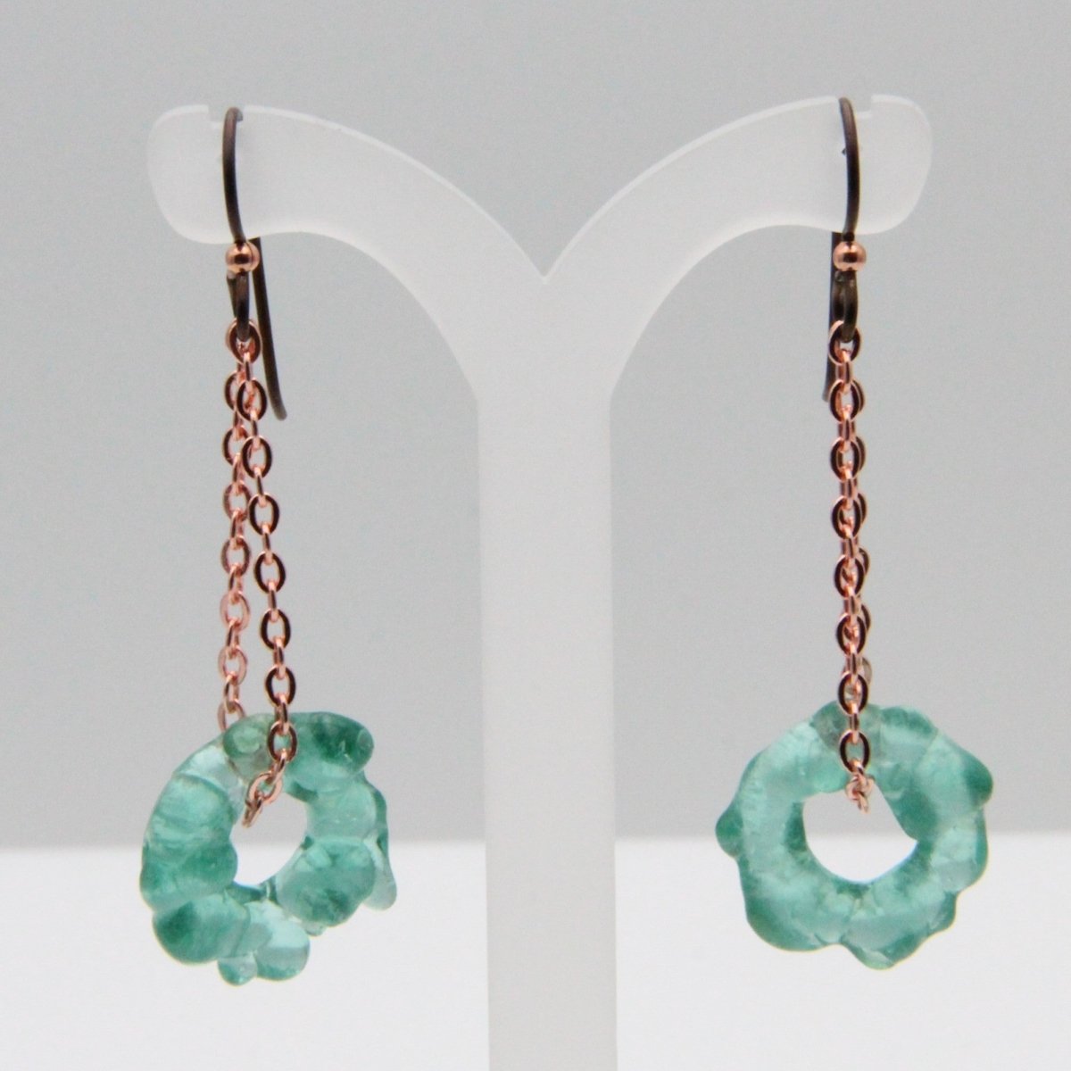 Dangle Earrings, Upcycled Glass on a Chain