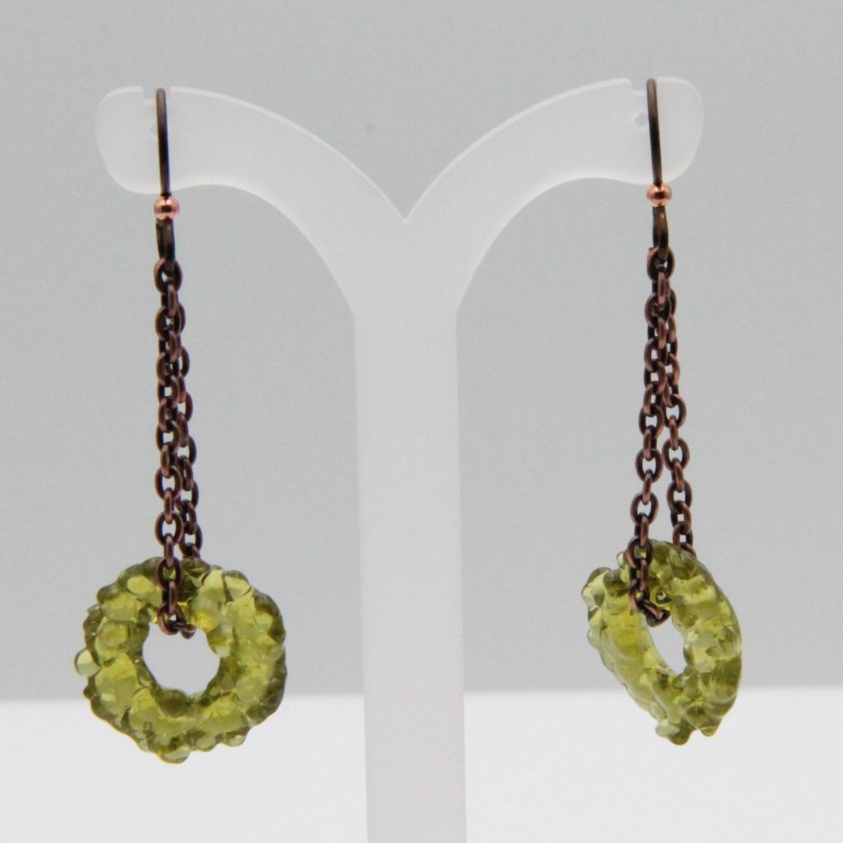 Dangle Earrings, Upcycled Glass on a Chain