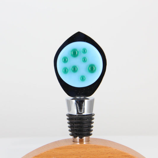 Decorative Wine Stopper with Aqua Glass Accents