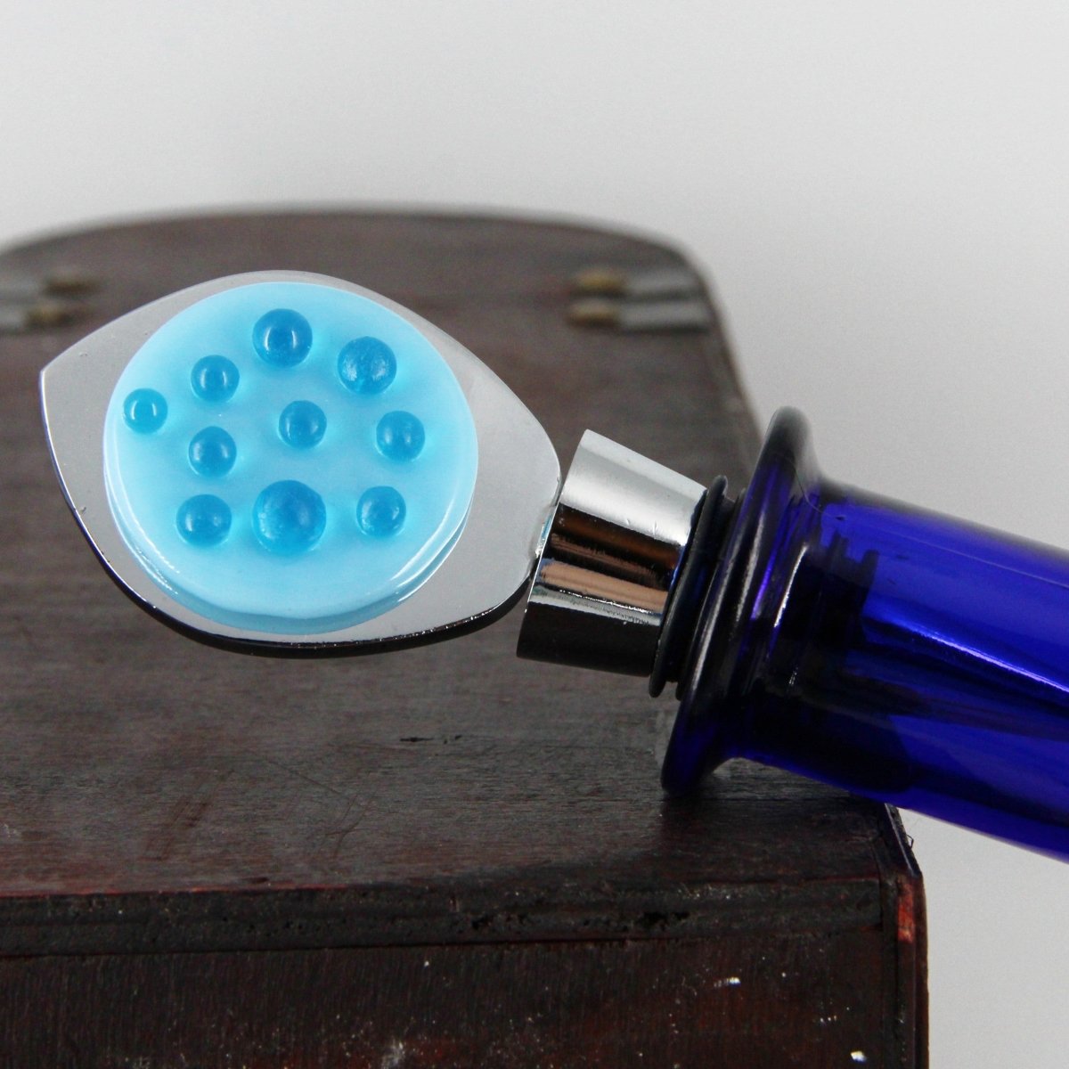 Decorative Wine Stopper with Turquoise Glass Accents