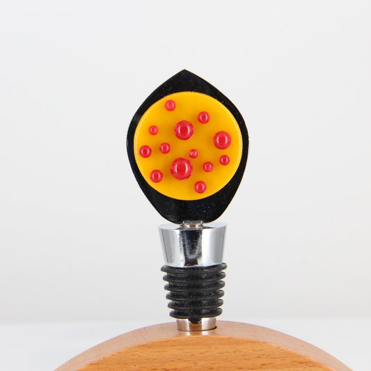 Decorative Wine Stopper with Yellow and Red Glass Accents