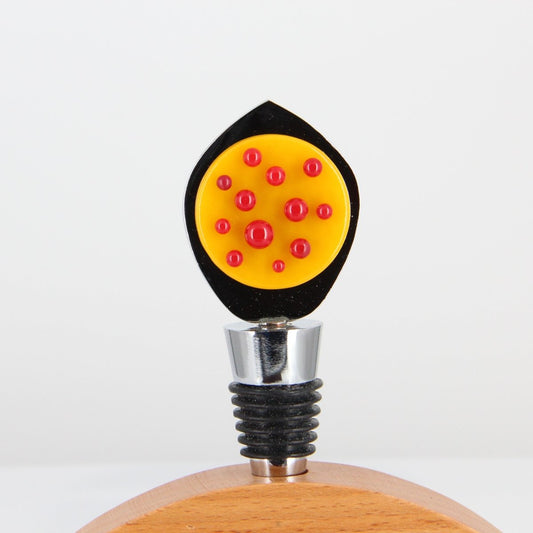 Decorative Wine Stopper with Yellow and Red Glass Accents