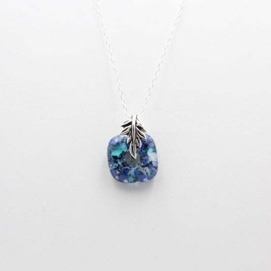 Delicate Speckled Blue and White Glass Pendant