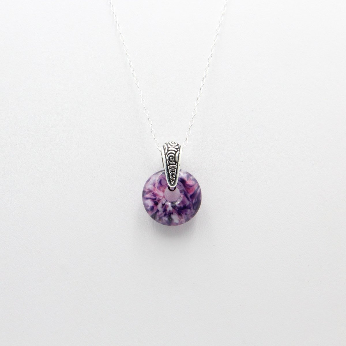 Delicate Speckled Purple and White Glass Pendant