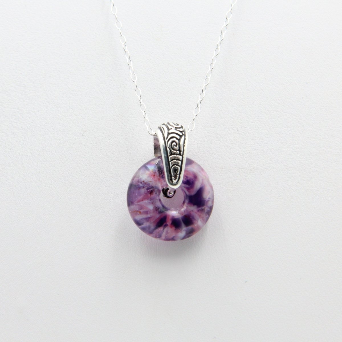 Delicate Speckled Purple and White Glass Pendant