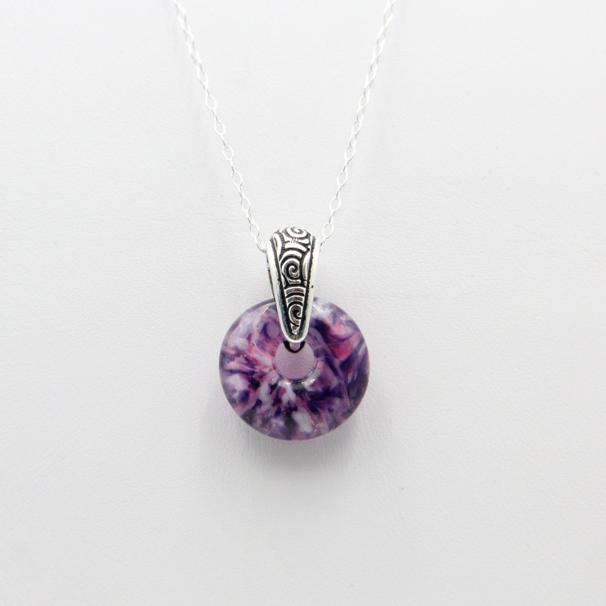 Delicate Speckled Purple and White Glass Pendant