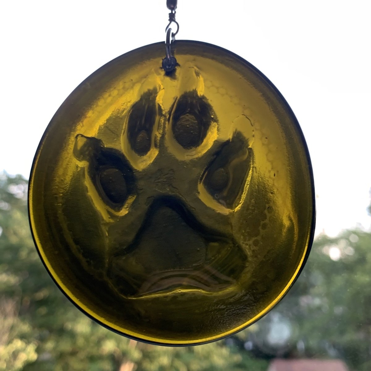 Dog Paw Print Suncatcher from Upcycled Wine Bottle