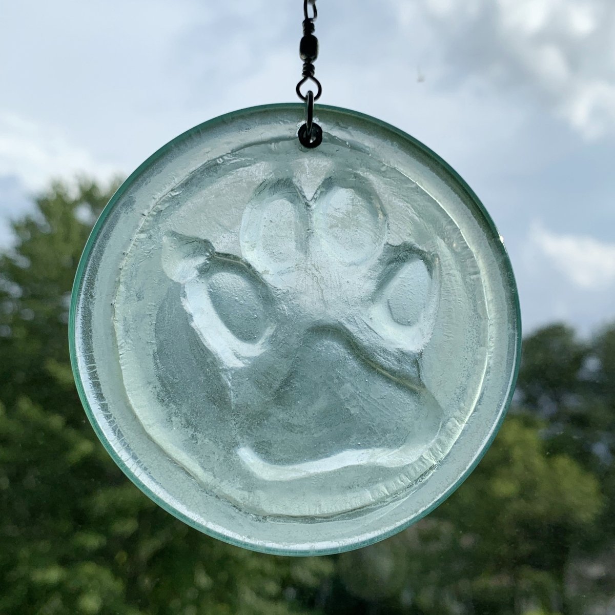 Dog Paw Print Suncatcher from Upcycled Wine Bottle