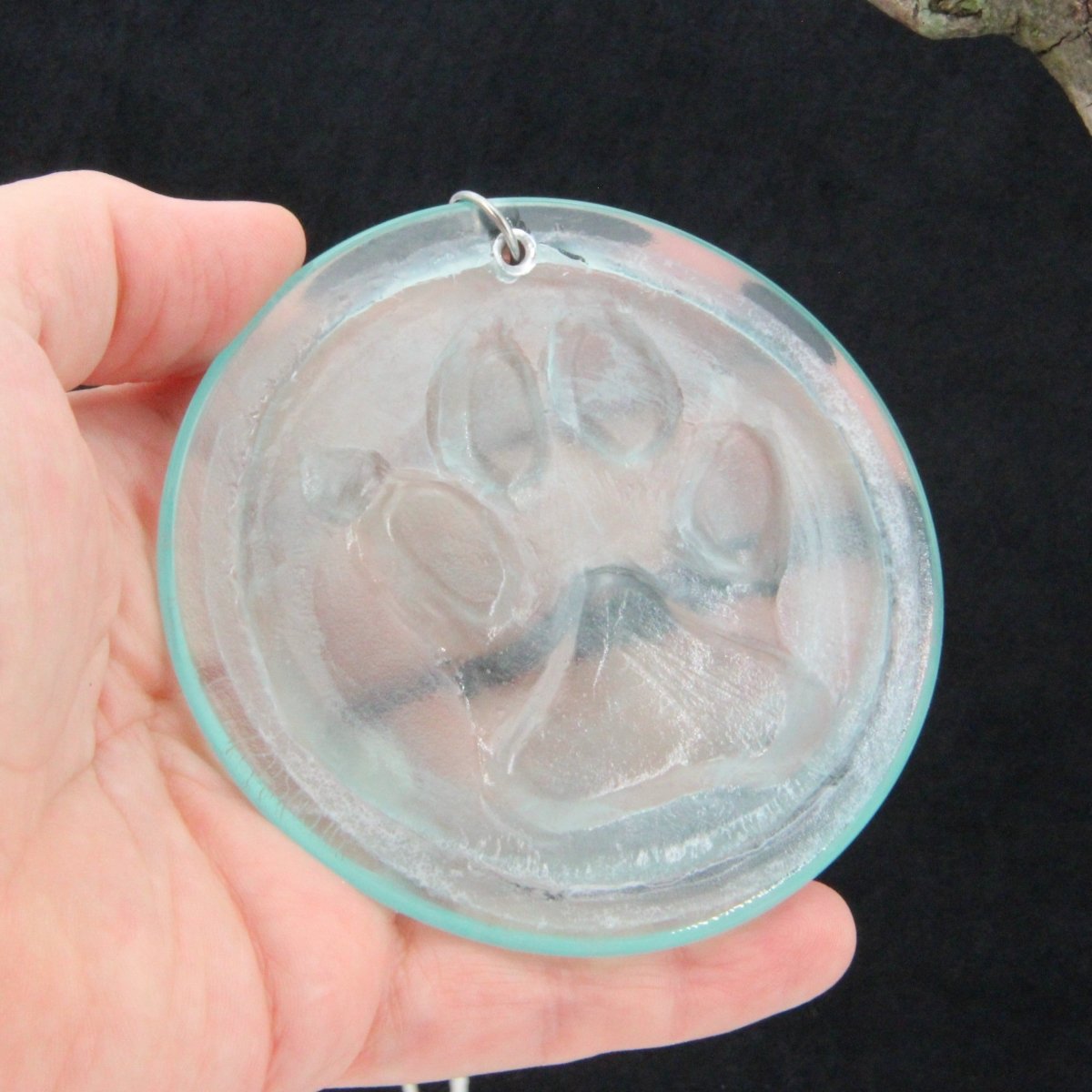 Dog Paw Print Suncatcher from Upcycled Wine Bottle