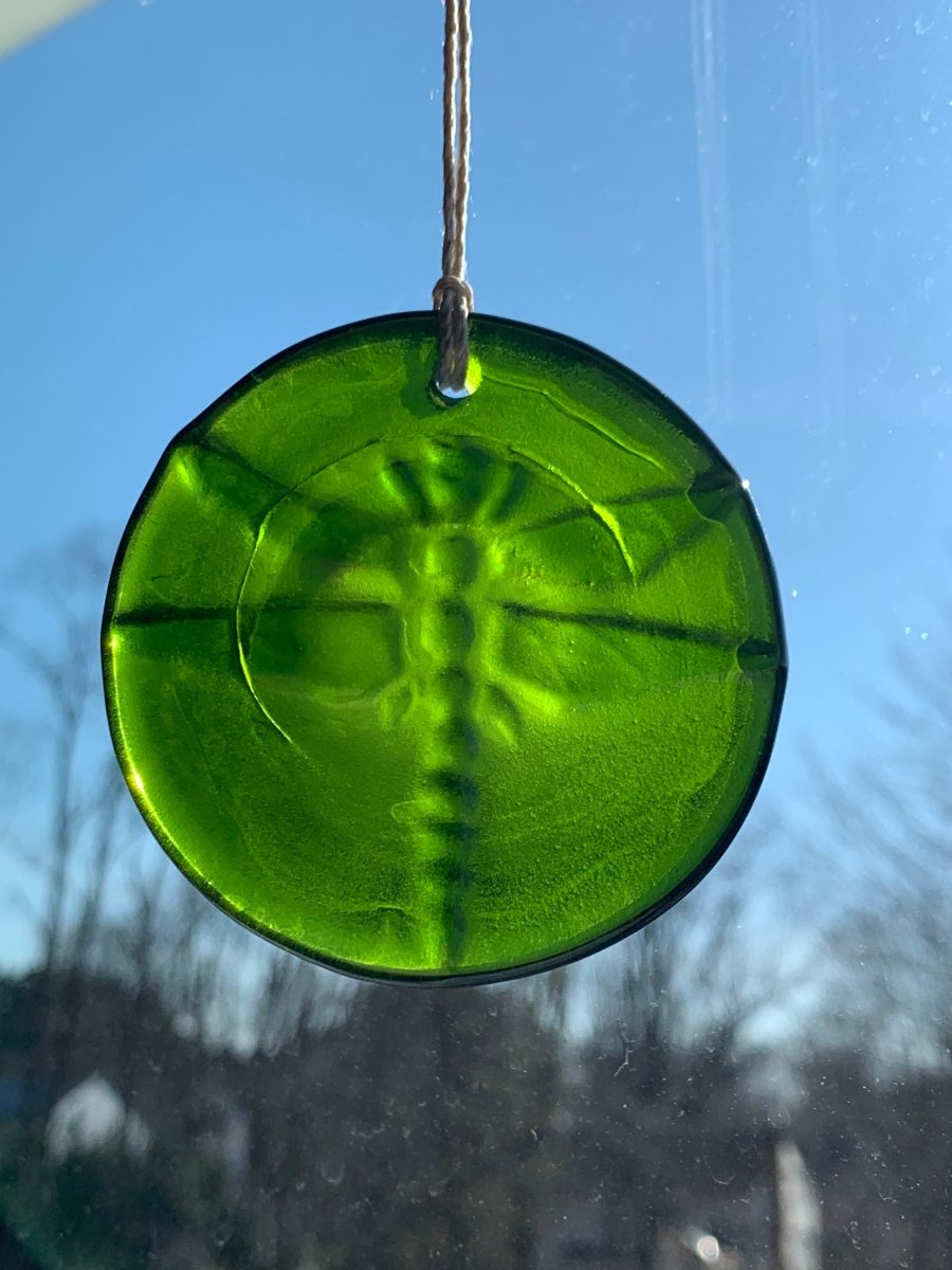 Dragonfly Suncatcher from an Upcycled Wine Bottle