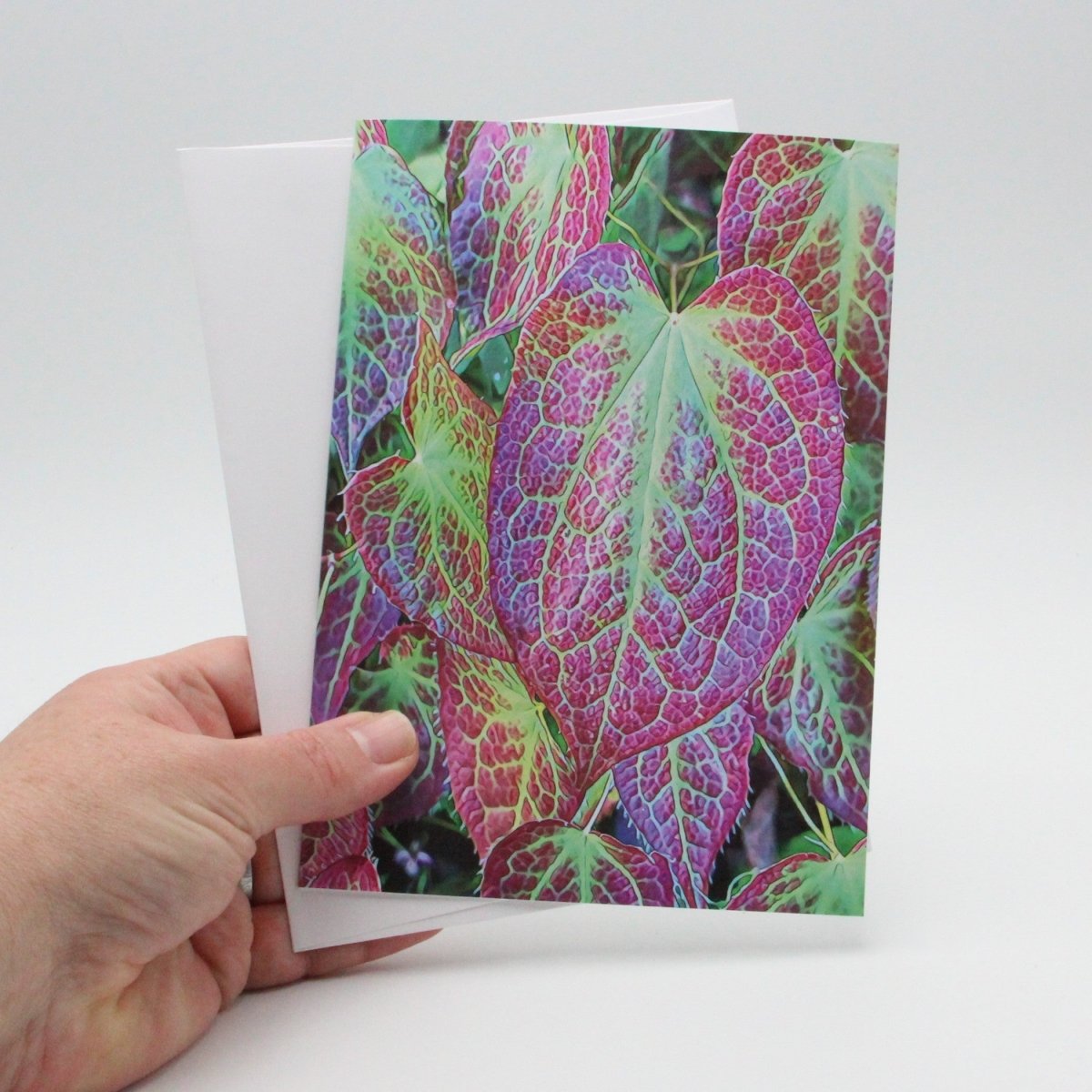 Epimedium Fall Leaves, Blank Greeting Card, Garden Woodland Groundcover