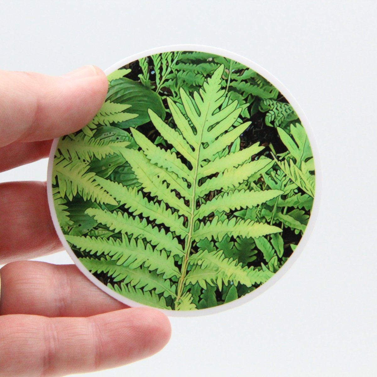 Fern Frond 3 inch Round Premium Vinyl Sticker
