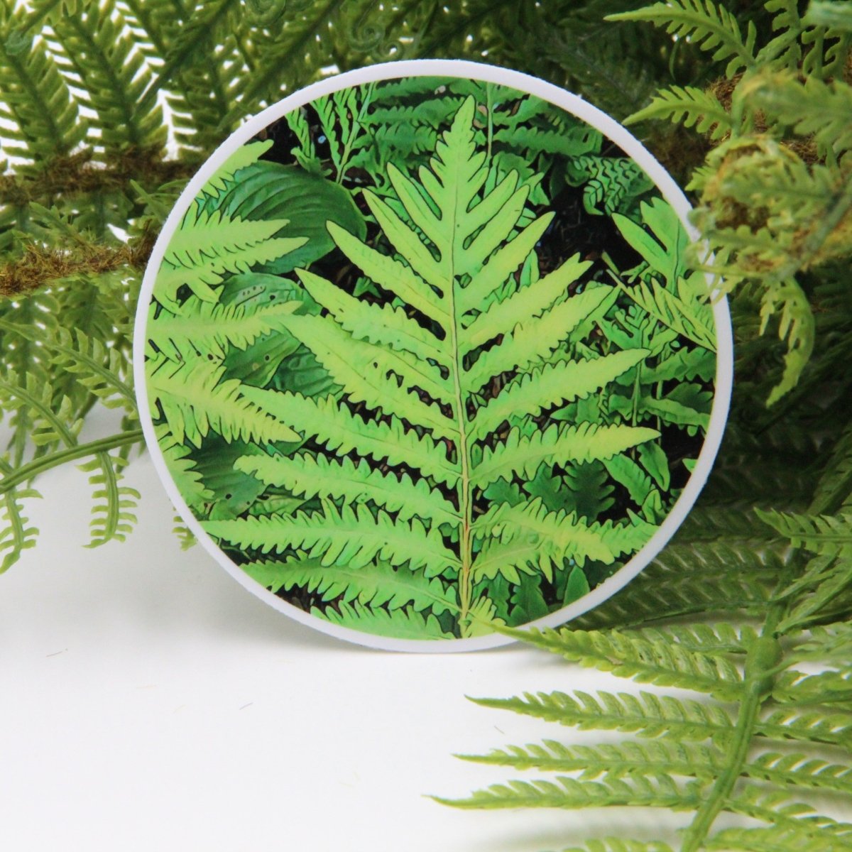 Fern Frond 3 inch Round Premium Vinyl Sticker