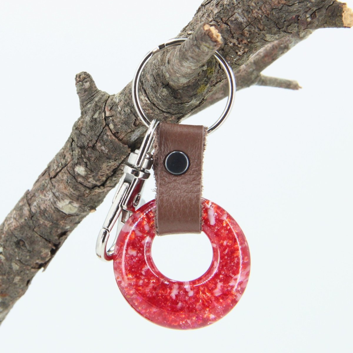 Glass and Leather Keychain