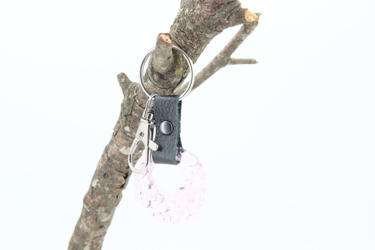 Glass and Leather Keychain