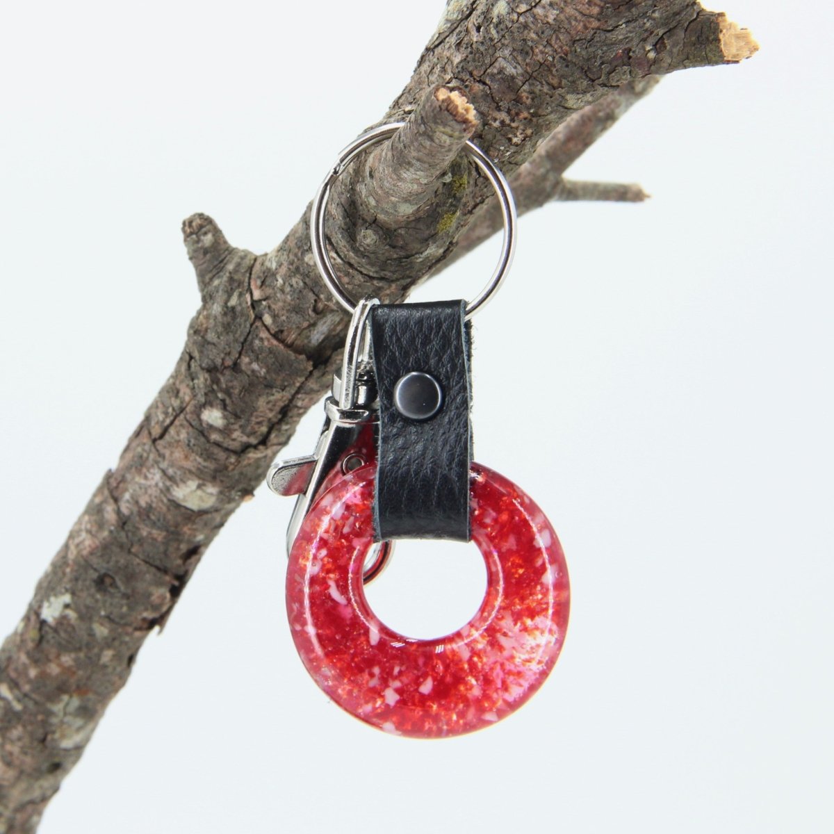 Glass and Leather Keychain
