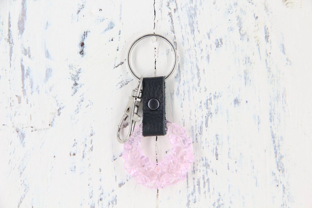 Glass and Leather Keychain