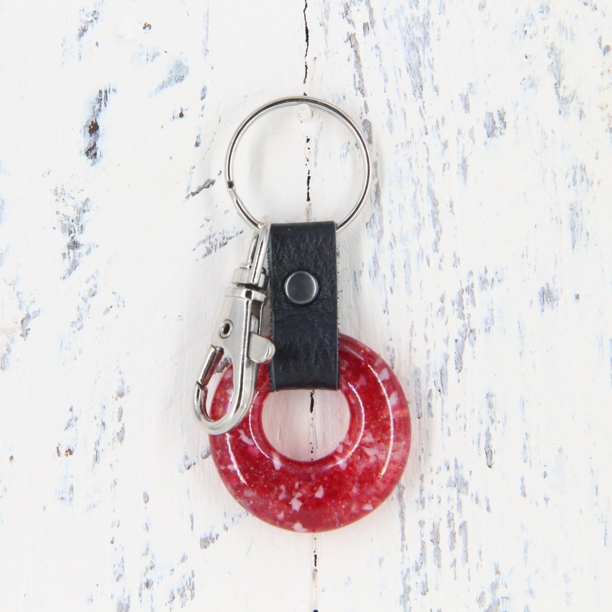 Glass and Leather Keychain