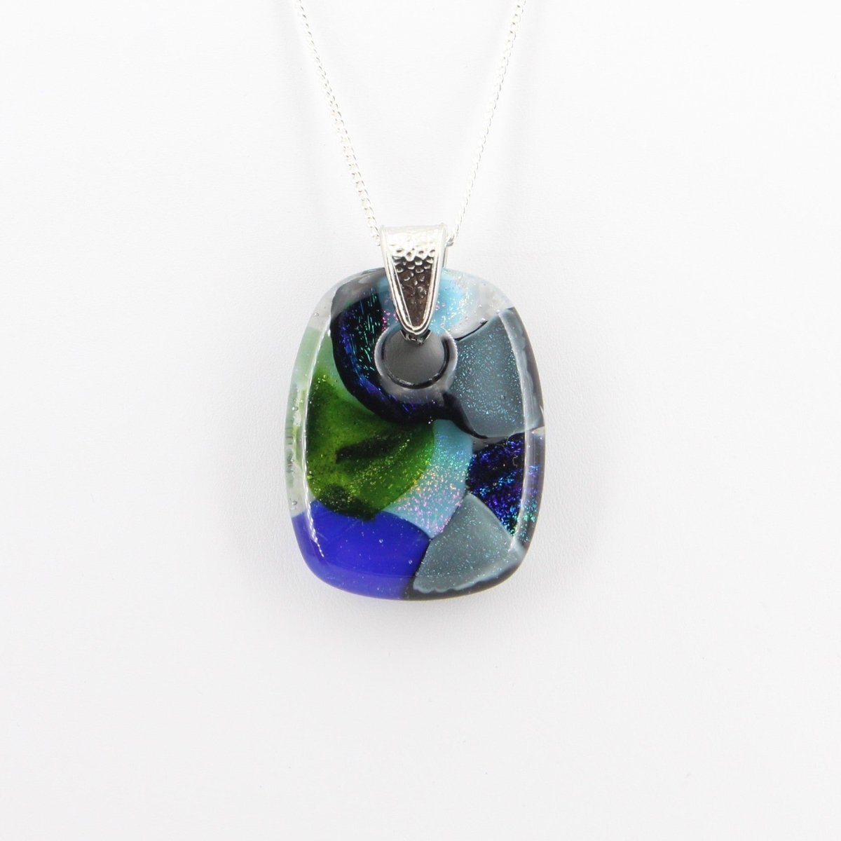 Green and Blue Dichroic Glass Pendant