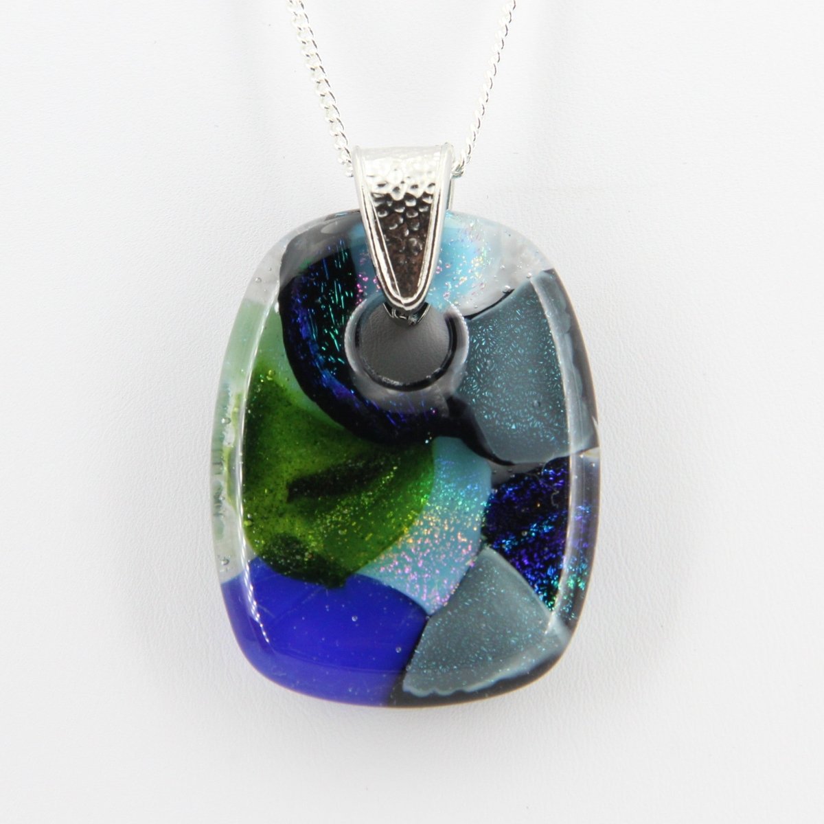 Green and Blue Dichroic Glass Pendant