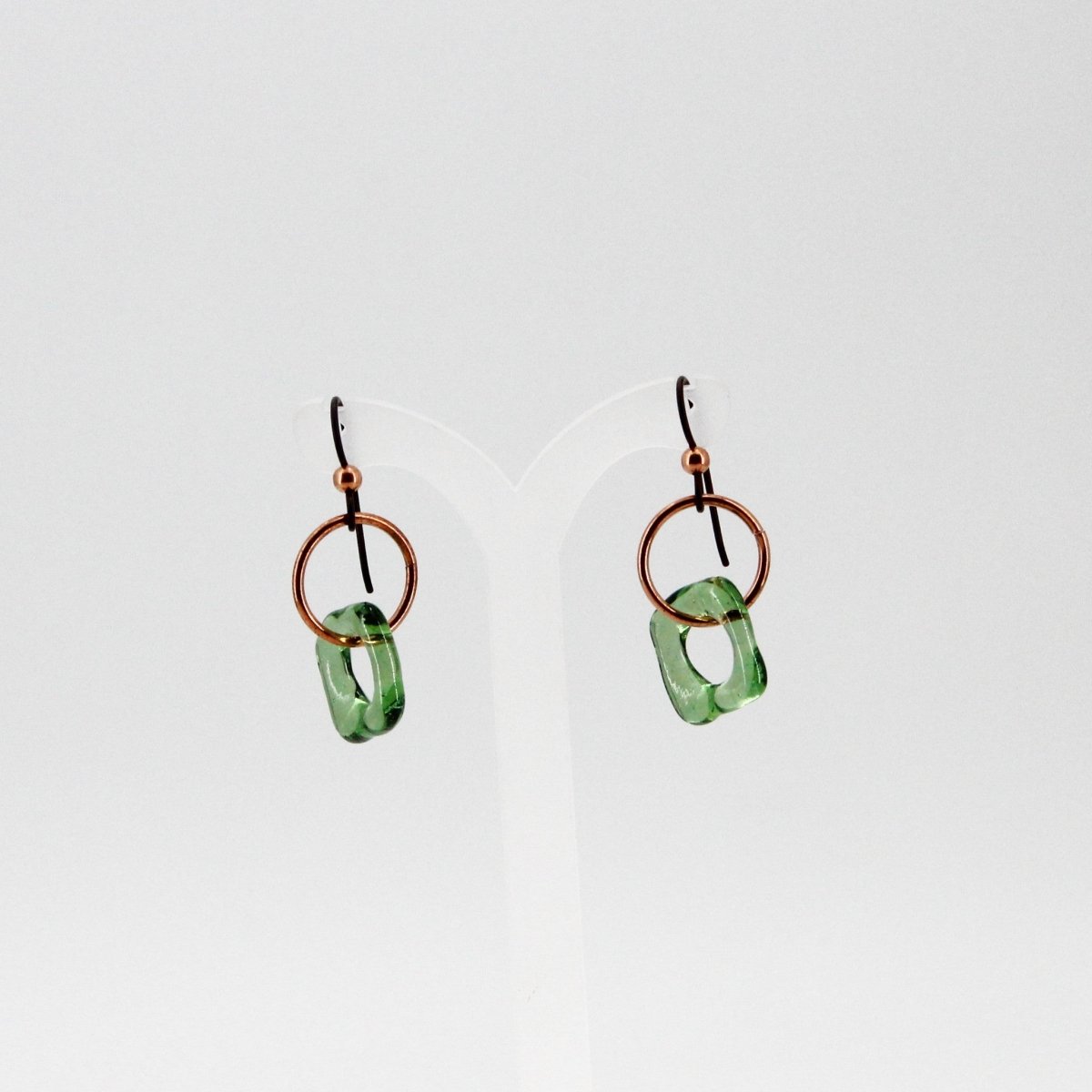 Green and Copper Glass Earrings