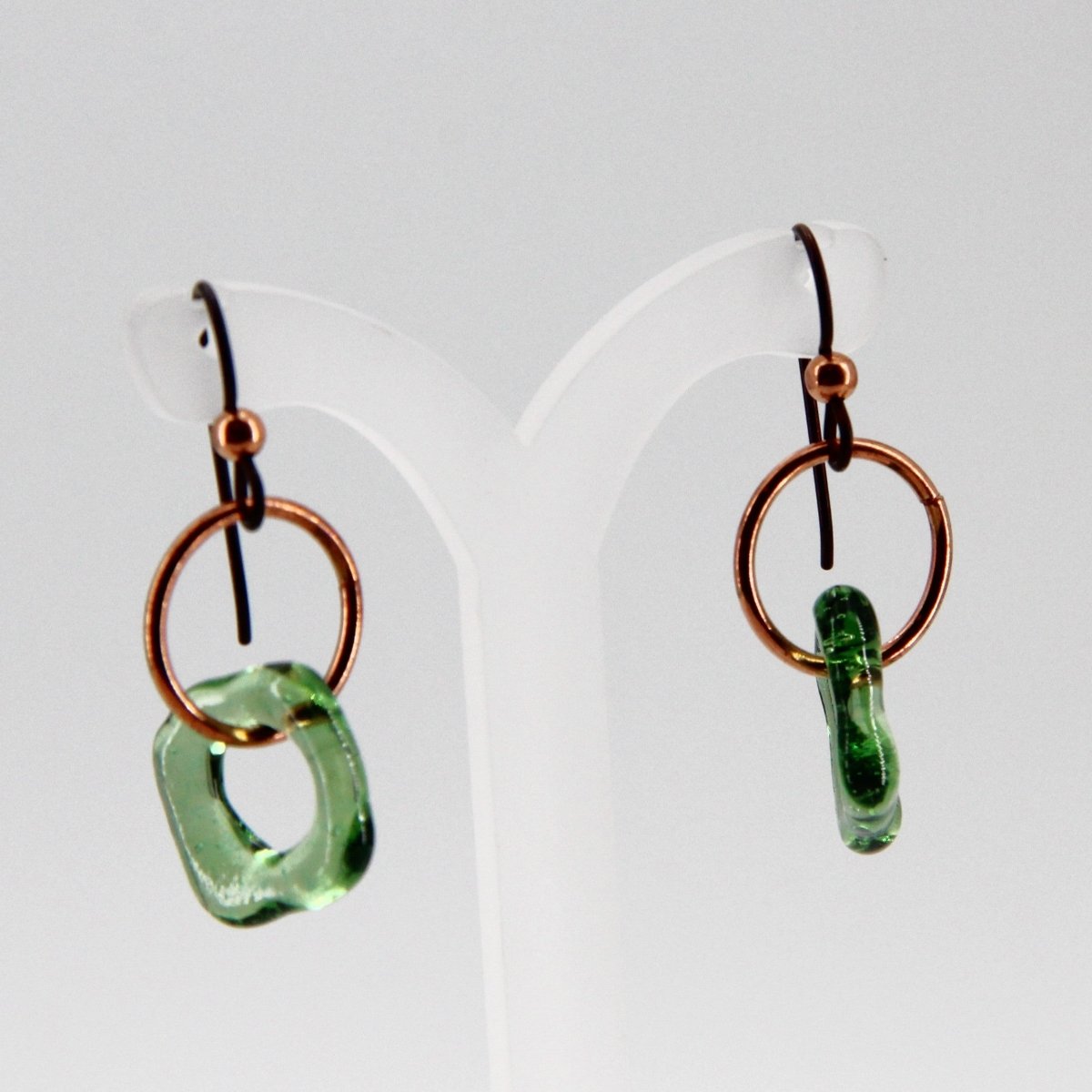 Green and Copper Glass Earrings