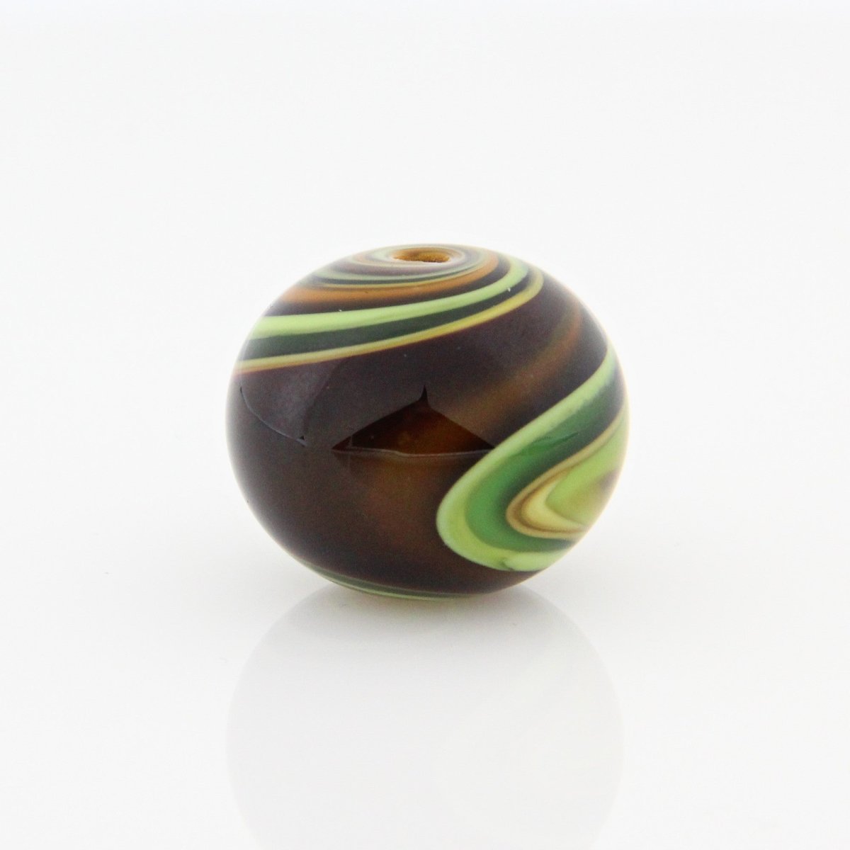 Green and Red Striped Statement Bead - Handmade Glass Lampwork, Unique Focal Bead for Pendant, Suncatcher, or Home Decorating