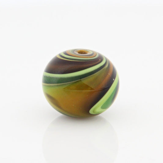 Green and Red Striped Statement Bead - Handmade Glass Lampwork, Unique Focal Bead for Pendant, Suncatcher, or Home Decorating