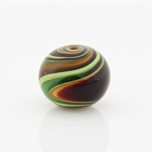 Green and Red Striped Statement Bead - Handmade Glass Lampwork, Unique Focal Bead for Pendant, Suncatcher, or Home Decorating