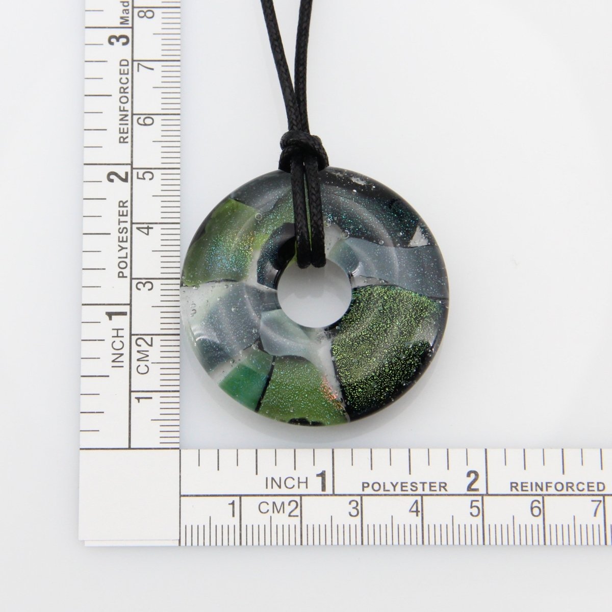 Green Dichroic Chunky Donut Glass Pendant