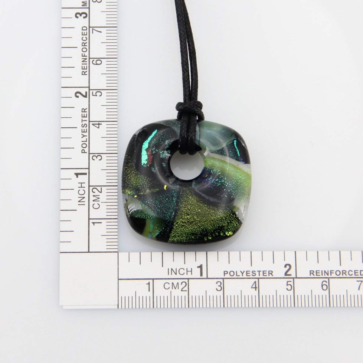 Green Dichroic Chunky Square Glass Pendant