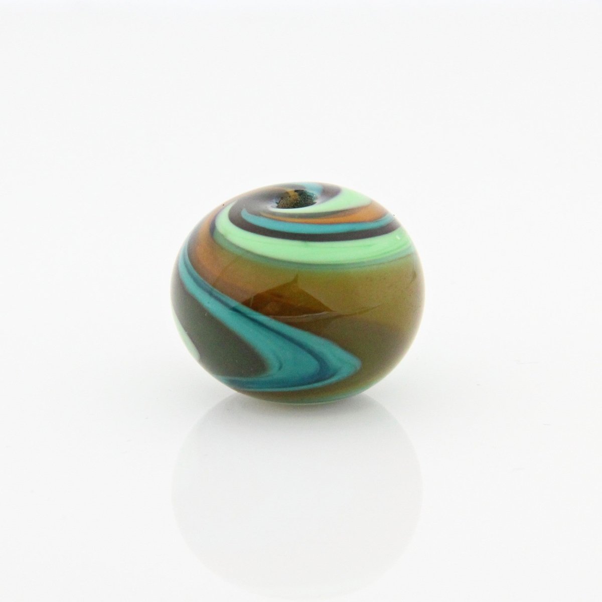 Green Striped Statement Bead - Handmade Glass Lampwork, Unique Focal Bead for Pendant, Suncatcher, or Home Decorating