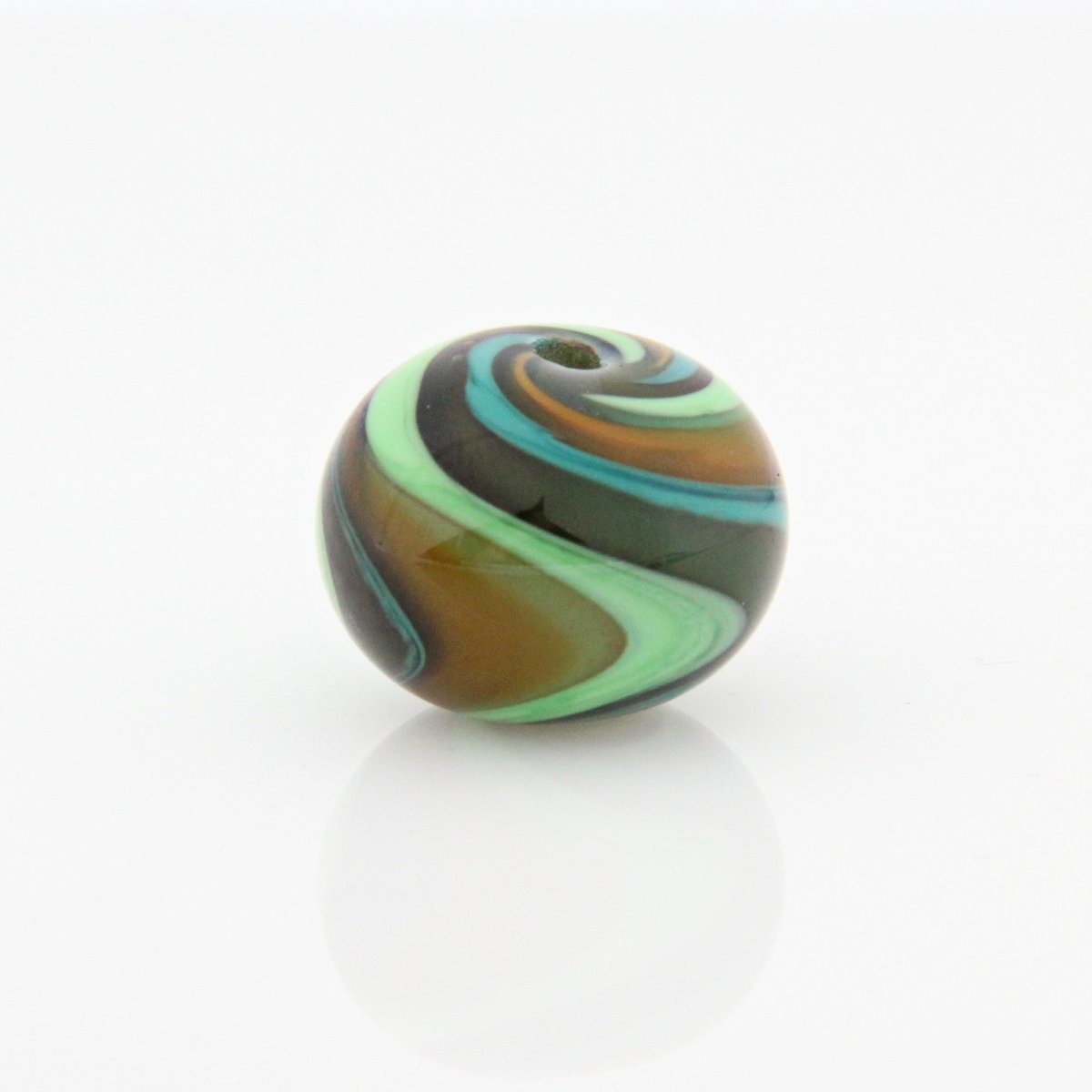 Green Striped Statement Bead - Handmade Glass Lampwork, Unique Focal Bead for Pendant, Suncatcher, or Home Decorating