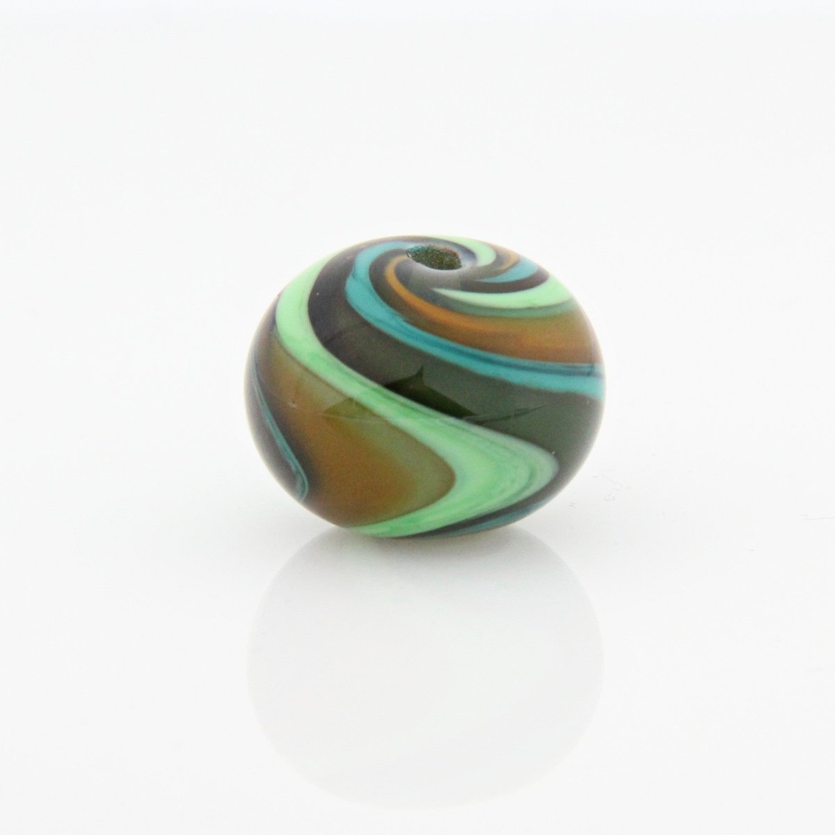 Green Striped Statement Bead - Handmade Glass Lampwork, Unique Focal Bead for Pendant, Suncatcher, or Home Decorating