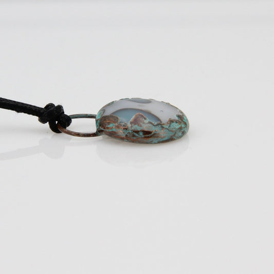 Handmade Glass Cabochon | Copper Electroformed Pendant with Antique Patina