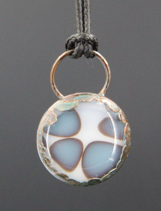 Handmade Glass Cabochon | Copper Electroformed Pendant with Antique Patina