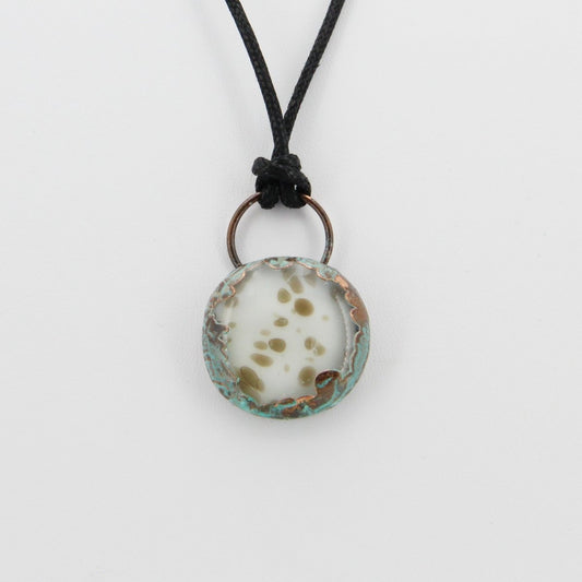 Handmade Glass Cabochon | Copper Electroformed Pendant with Antique Patina