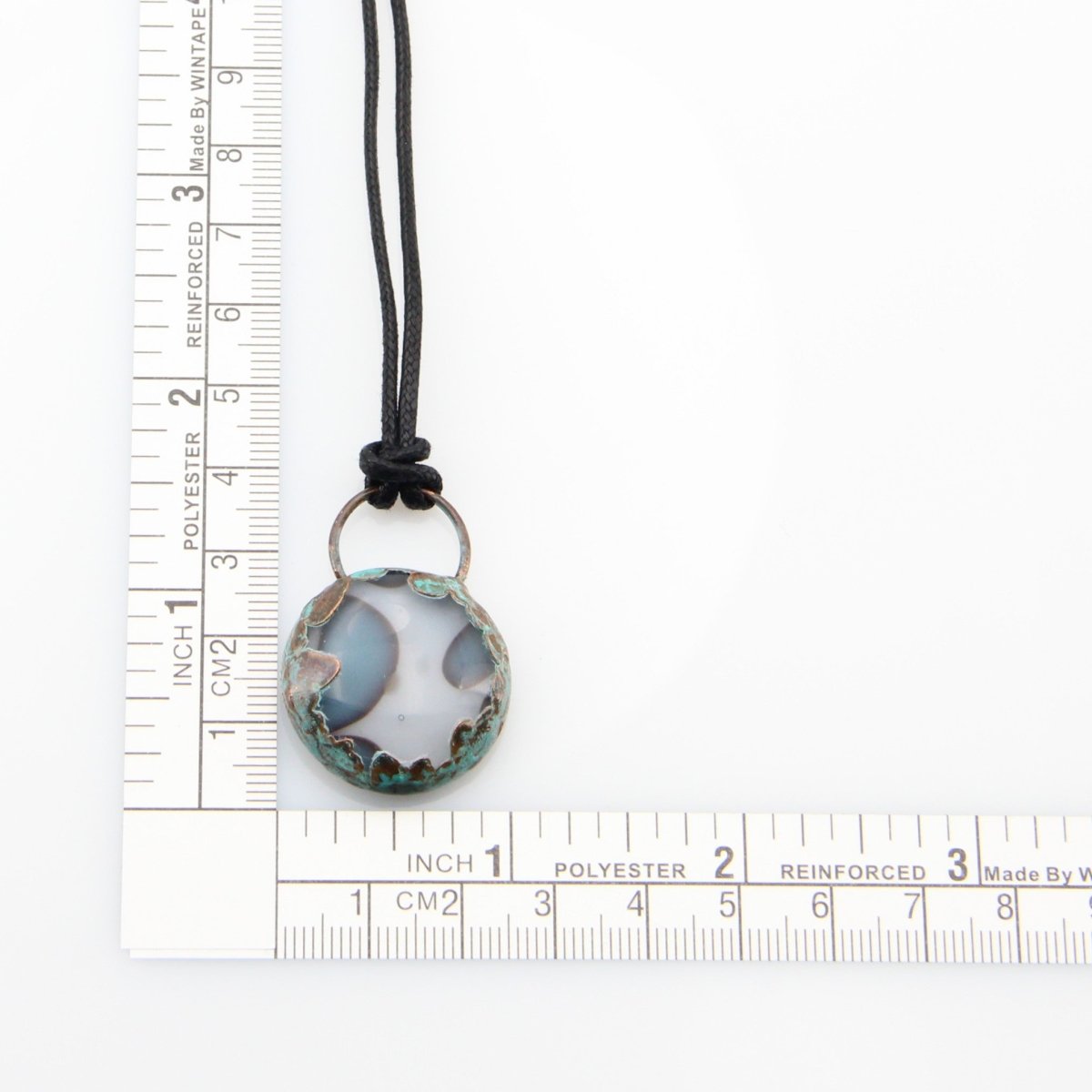 Handmade Glass Cabochon | Copper Electroformed Pendant with Antique Patina