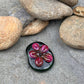 Handmade Glass Lampwork Focal Bead | Pink Flower on Green Background | One of a Kind Art Glass | Statement Bead for Pendant