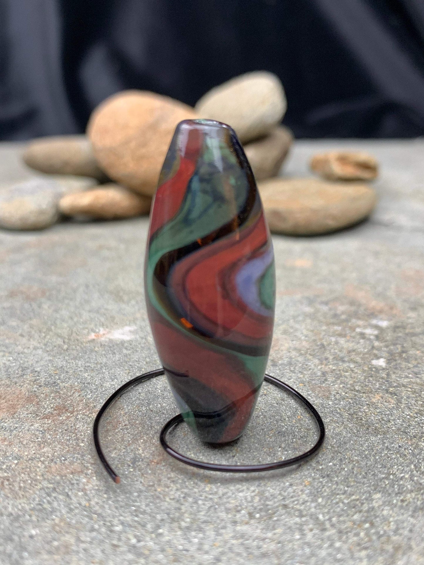 Handmade Multicolored Glass Lampwork Focal Gravity Bead | One of a Kind Art Glass | Statement Bead for Pendant